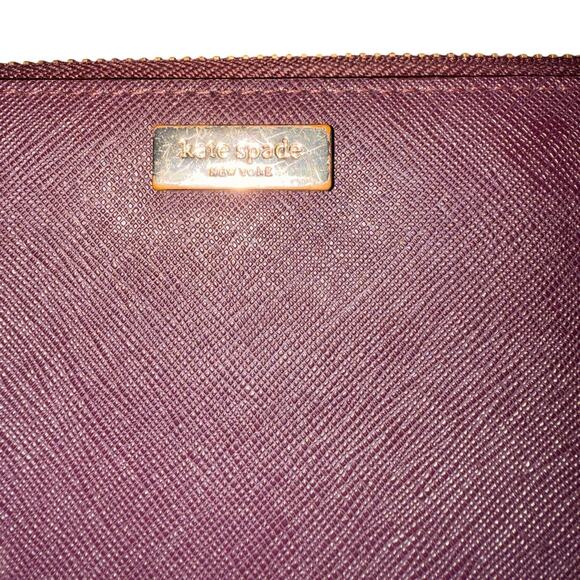 Kate Spade Neda Laurel Way Deep Plum Leather Zip Around Wallet - Picture 2 of 10